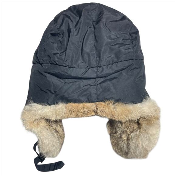 COLUMBIA Genuine Rabbit Fur-Trim Trapper Hat Black Size Unisex Large - Picture 5 of 8